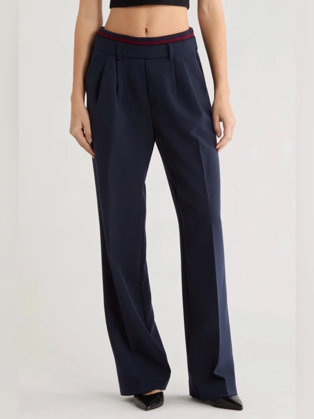 Favorite Daughter The Varsity Pant - Wide Leg XL - Navy Vino